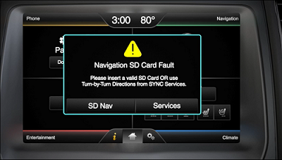 Navigation SD Card fault on SYNC with MyFord Touch