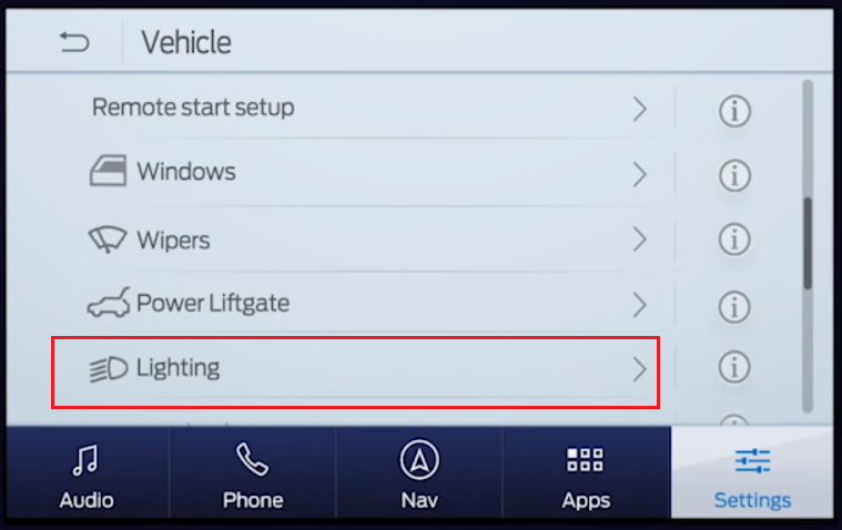 SYNC lighting tab