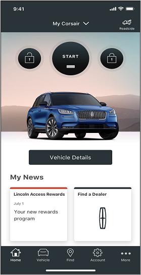 Lincoln Way App vehicle screen