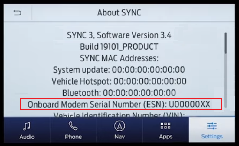 SYNC 3 ESN