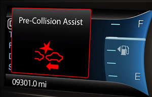 Pre-Collision Alert warning on instrument cluster