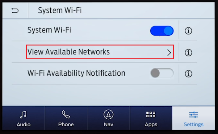 SYNC 3 View available networks